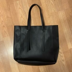 Barneys New York Black Leather Tote Bag